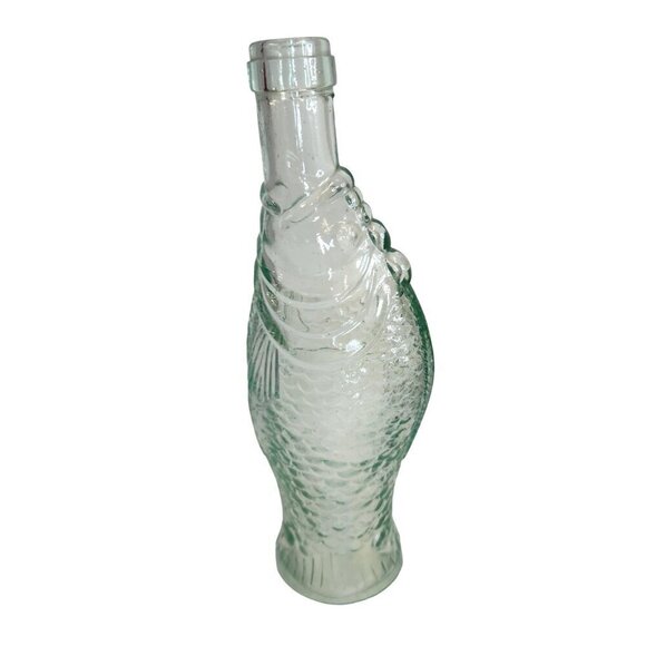 Vintage Vetreria Etrusca VE Light Sage Green Glass Fish Shaped Bottle Italy - Picture 2 of 6